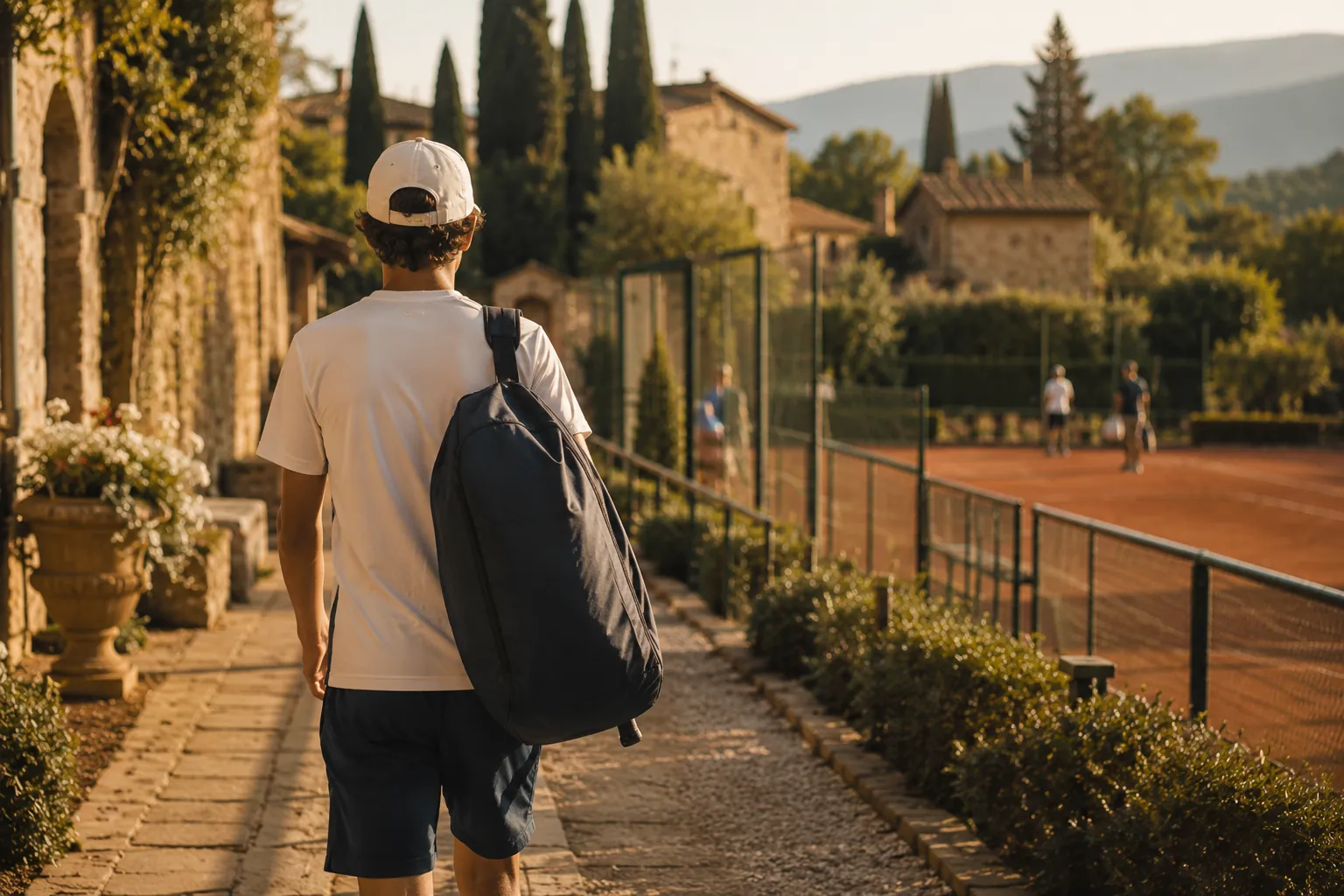 Players walking through a tournament site